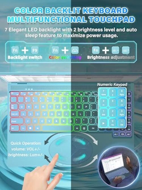 16″ Laptop Computer 16G RAM 256GB SSD Alder Lake N95 CPU (Up to 16G+256GB Blue