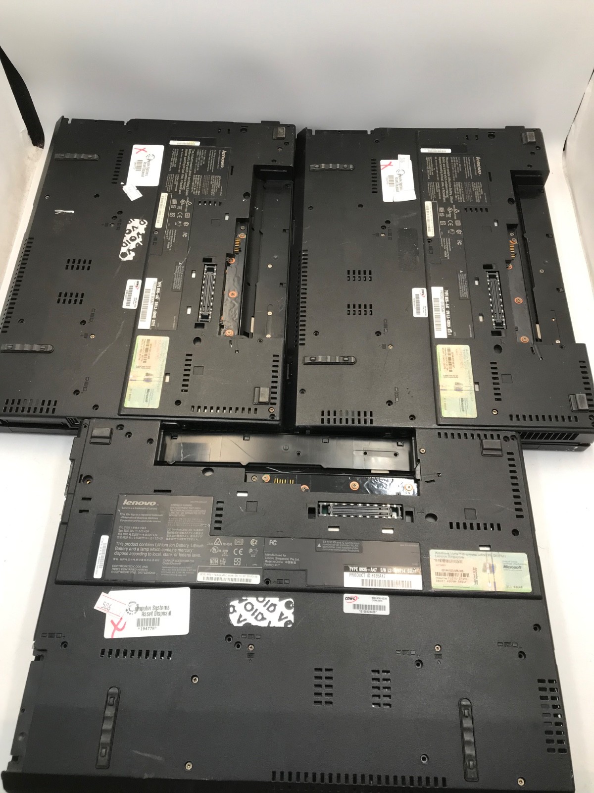 Lot of 3 Lenovo ThinkPad R61 Intel Celeron 15″ Laptop -POWER ON/Various Parts-MZ