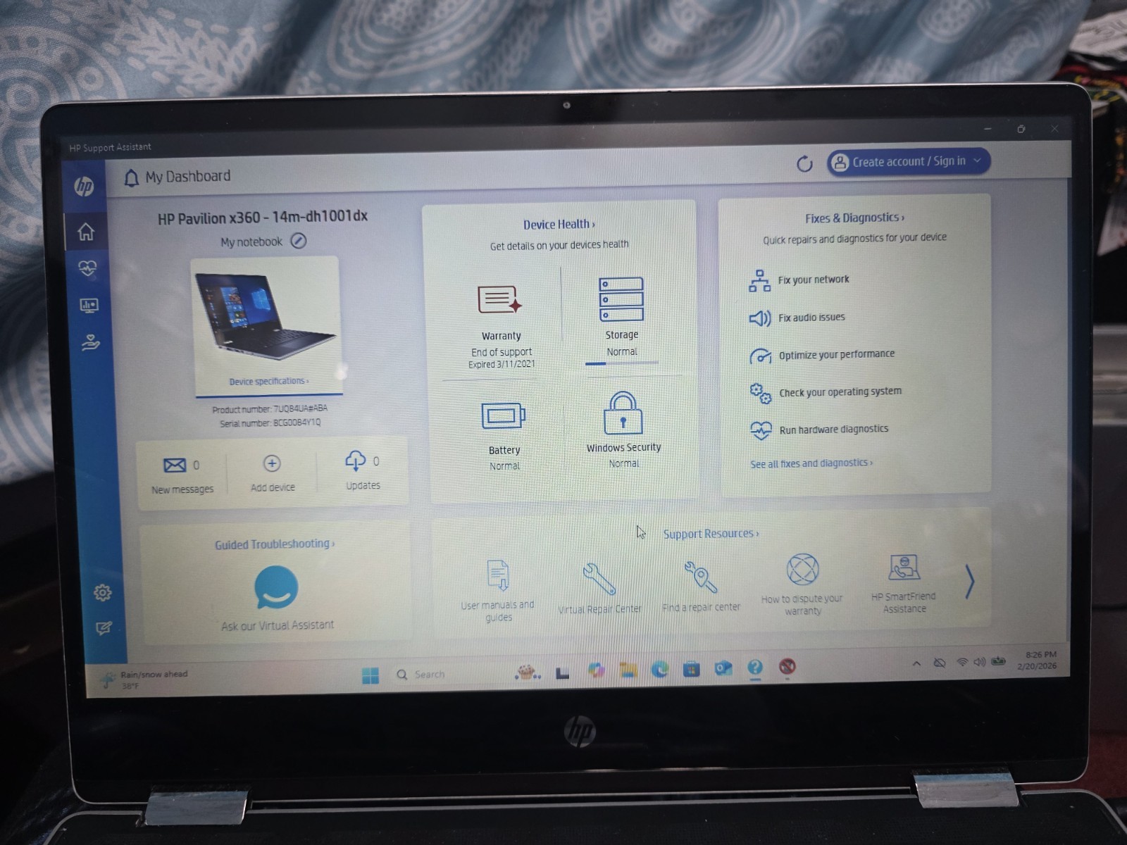 14″ HP Pavilion x360 14M-DH1001DX Intel Core i3 10110U 8GB RAM 256GB NVMe Win 11