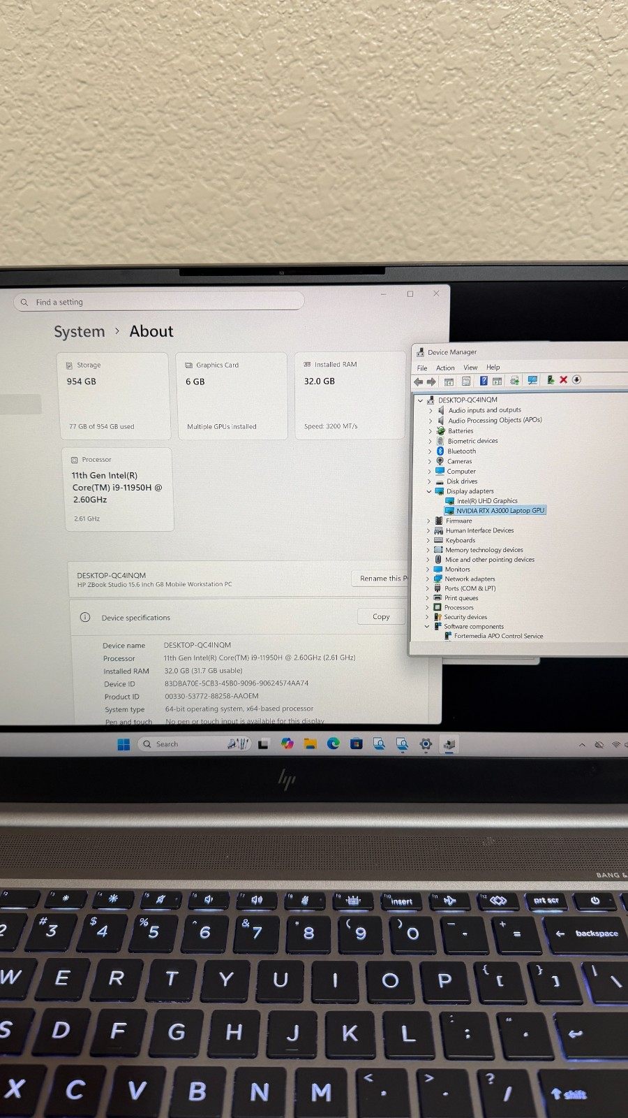 HP Zbook Studio G8 i9 11950H RTX A3000 32GB 1TB (Read Desc)