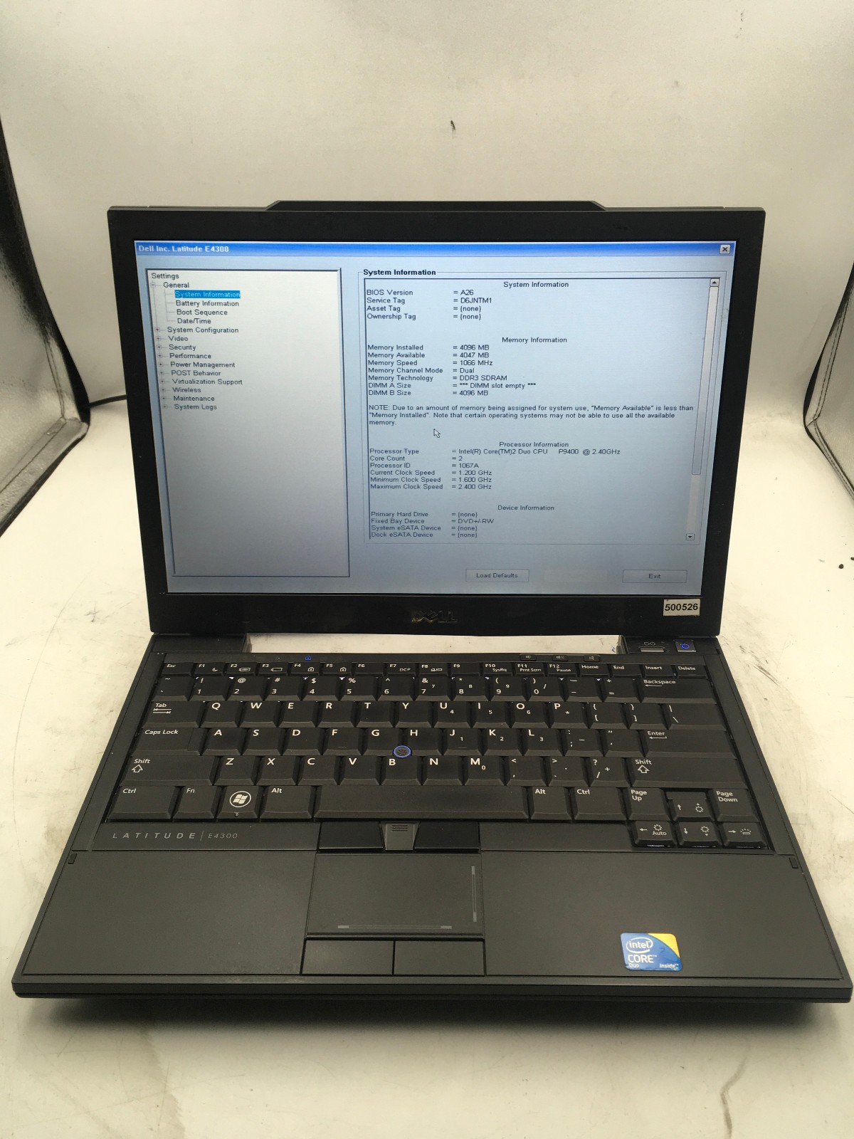 DELL LATITUDE E4300 – BOOTS TO BIOS – INTEL CORE 2 DUO – NO RAM – 14″ – READ-BB