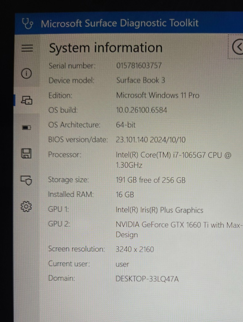 Microsoft Surface Book 3 15″ (256GB SSD, Intel i7-1065G7 GTX 1660 Ti 16GB RAM)