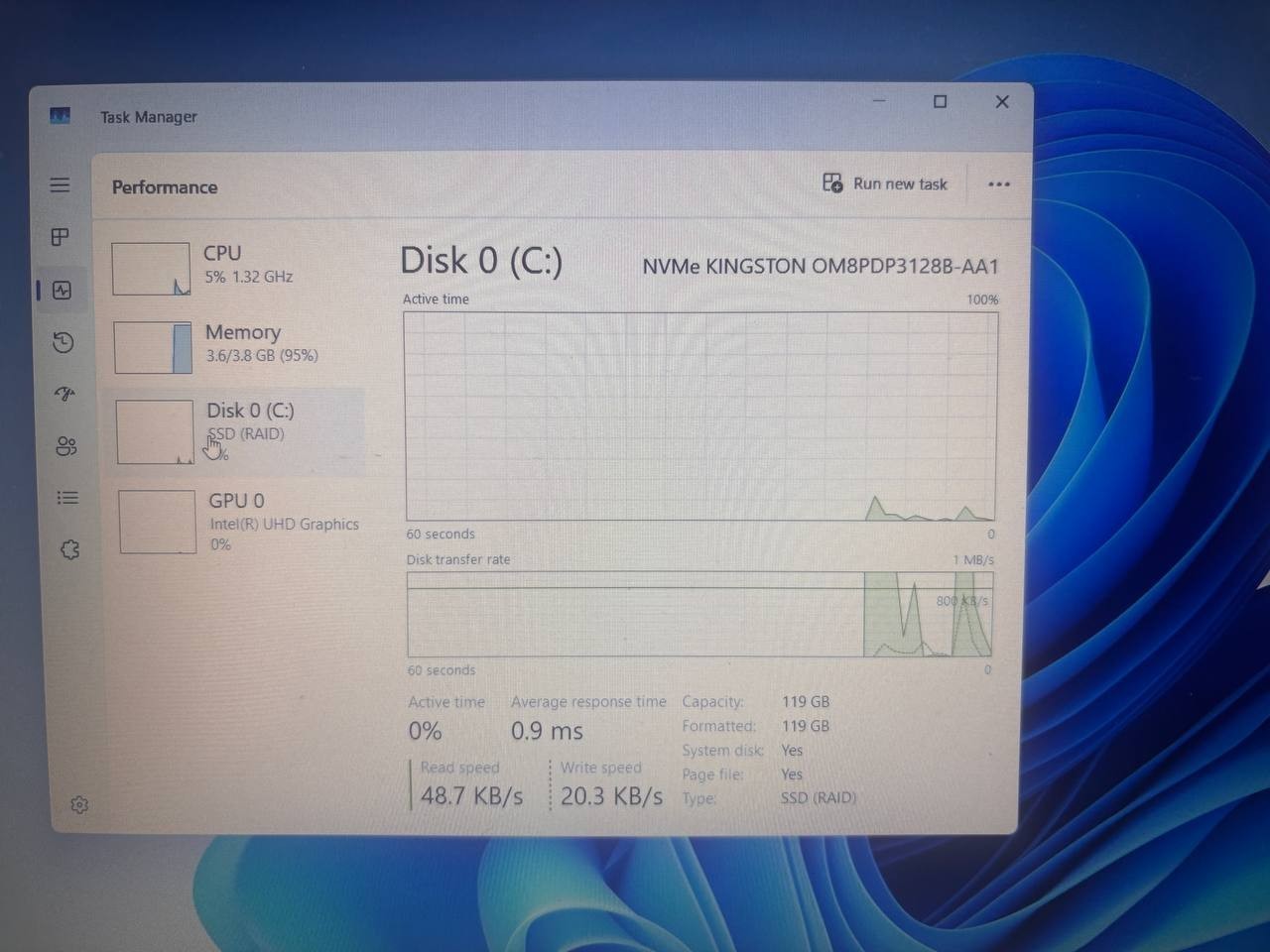 Acer A315-58-34DA Aspire 15.6″ FHD i3-1115G4 3GHz 128GB SSD 4GB RAM PH9