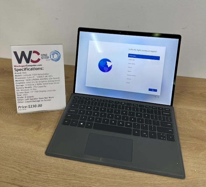 Dell Latitude 7320 Detachable Core i7 1180G7 16GB LPDDR4 Intel Iris Xe 512GB SSD