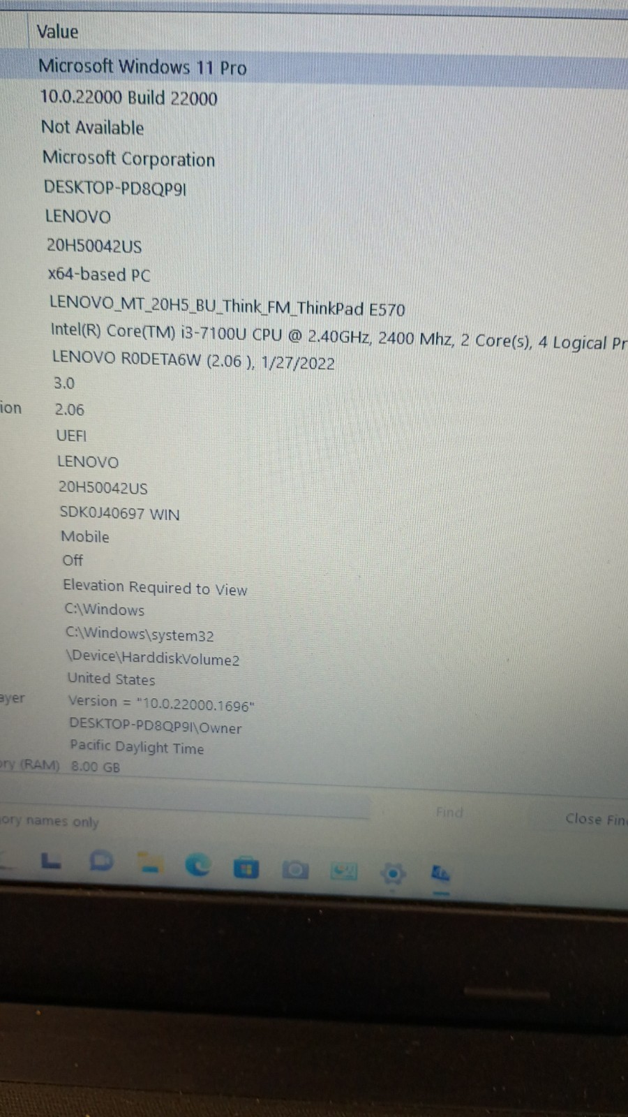 7302 ThinkPad E570 w/charger.i3-7100.Optical.8GB.500GB HDD.15.6″ .W11 Pro.Nice!!