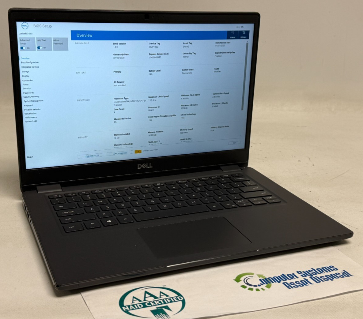 Dell Latitude 3410 14″ (i5-10210u 1.60GHz – 16GB RAM – 256GB SSD – Win11Home)