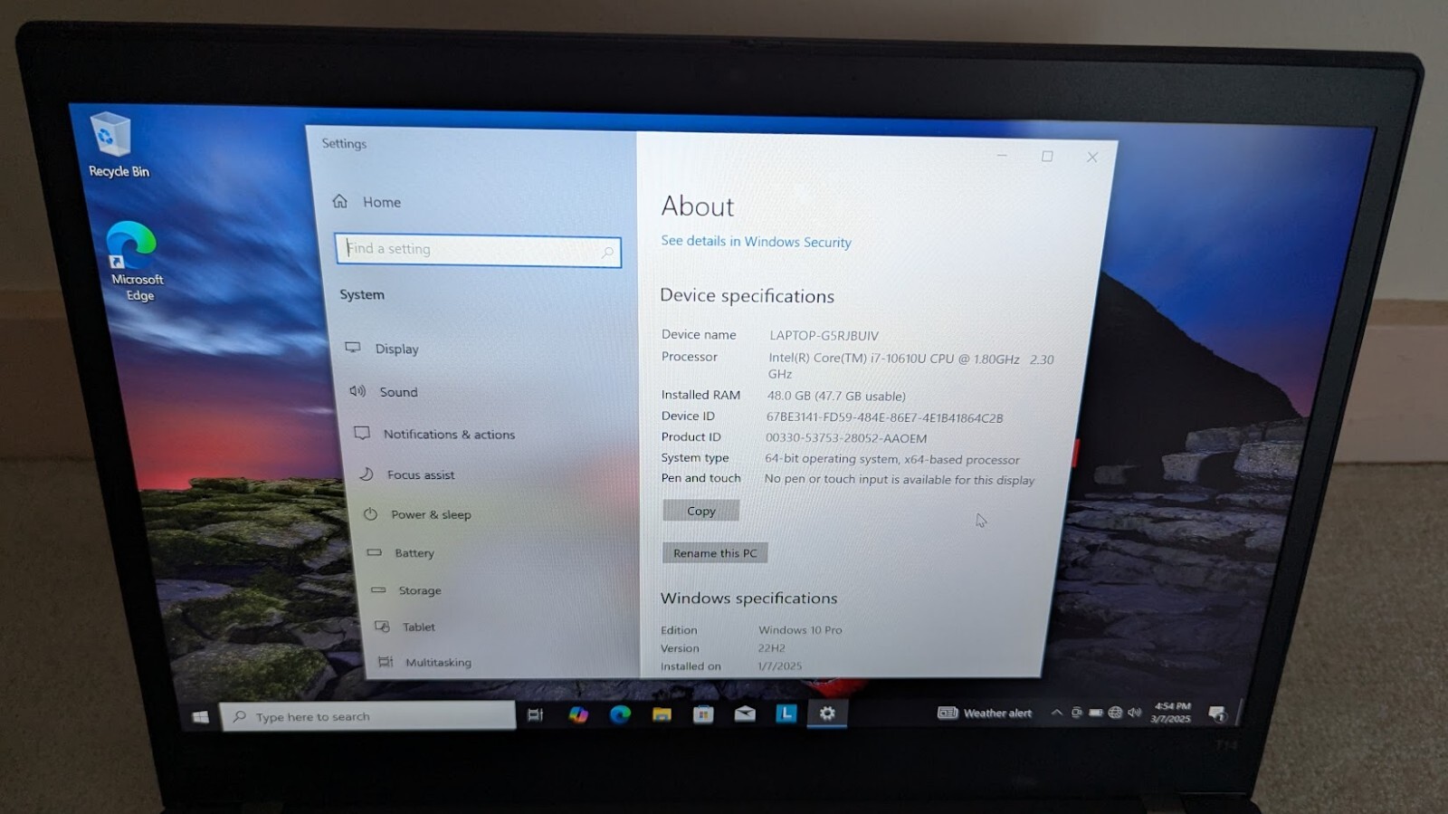 Lenovo Thinkpad T14 G1 i7-10610U 48GB RAM/500 GB SSD – Win 10 Pro
