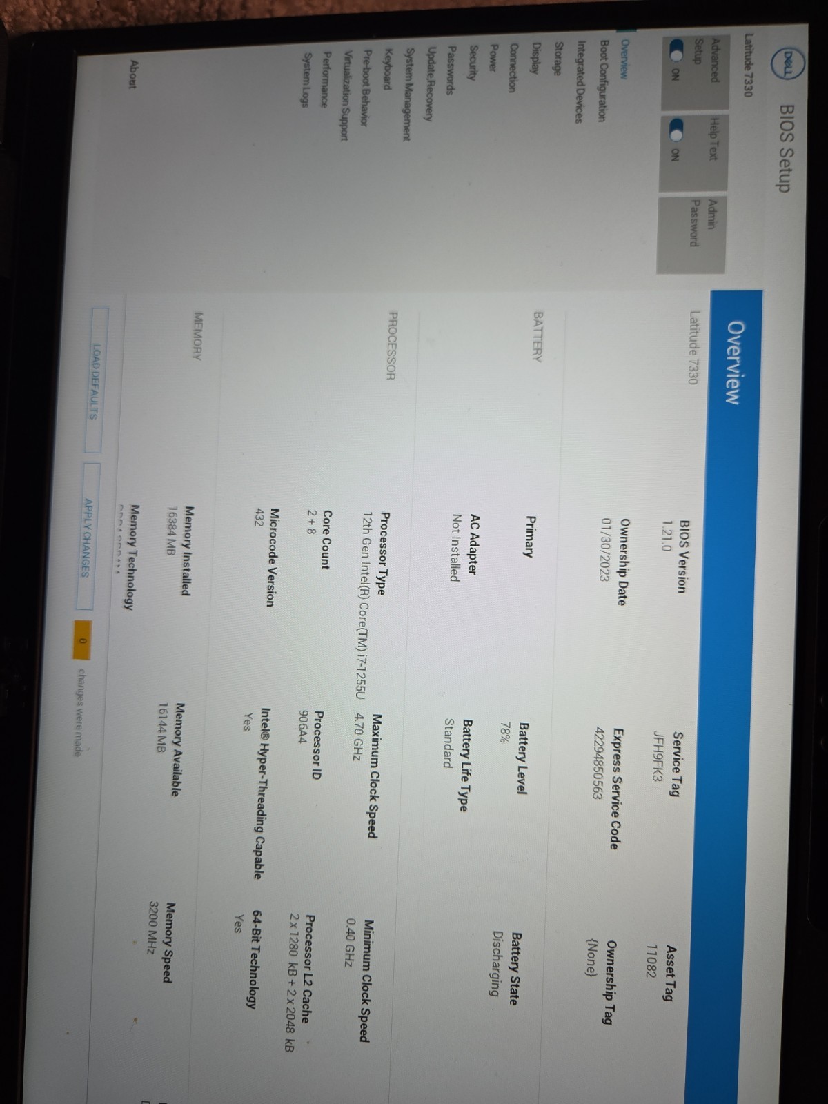 Dell Latitude 7330 I7-1255U 16GB 250gb