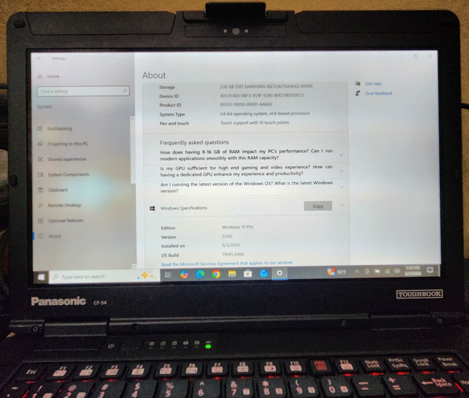 Panasonic Toughbook CF-54 MK3 FHD Touchscreen i5-7300U 8GB 256GB SSD WIN 10 PRO