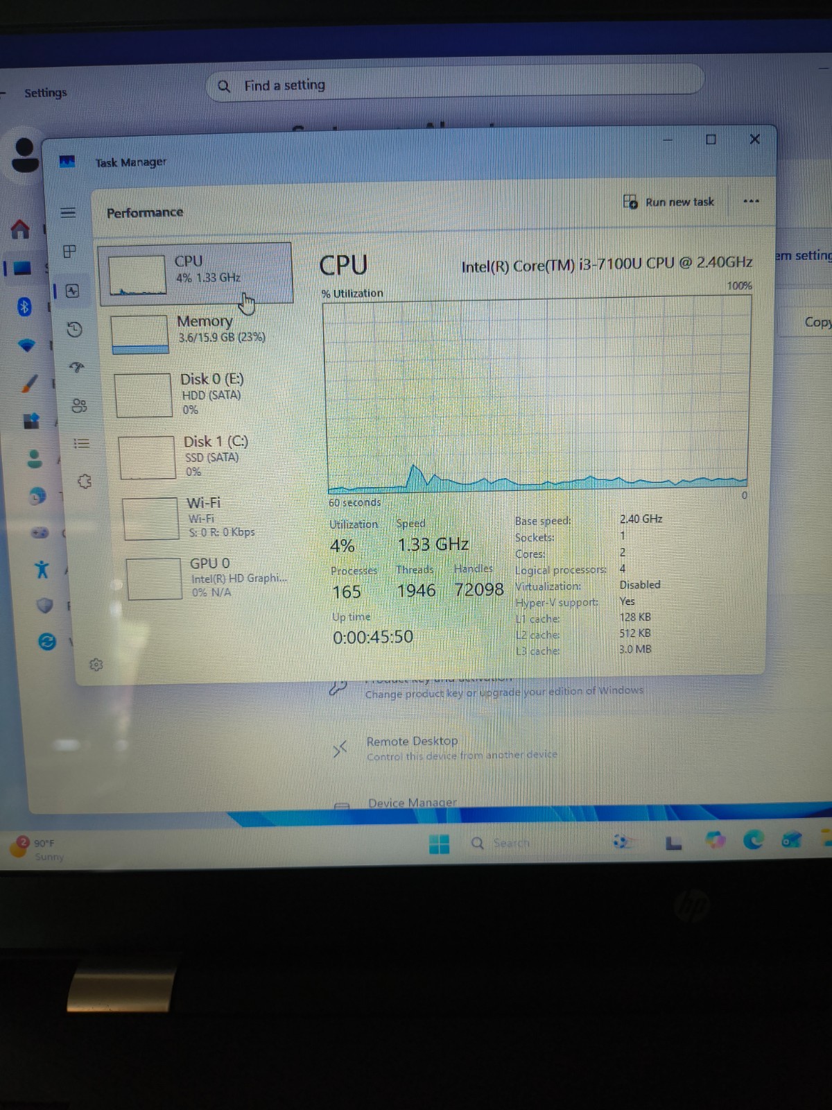 HP Notebook 17-bs004cy Core i3-7100U@2.50GHz 16GB Ram.128GB SSD+2TB HDD Win11Hm