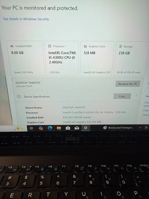 Dell Latitude E7470 i5-6300U 256GB SSD 8GB RAM (No Charger Included)