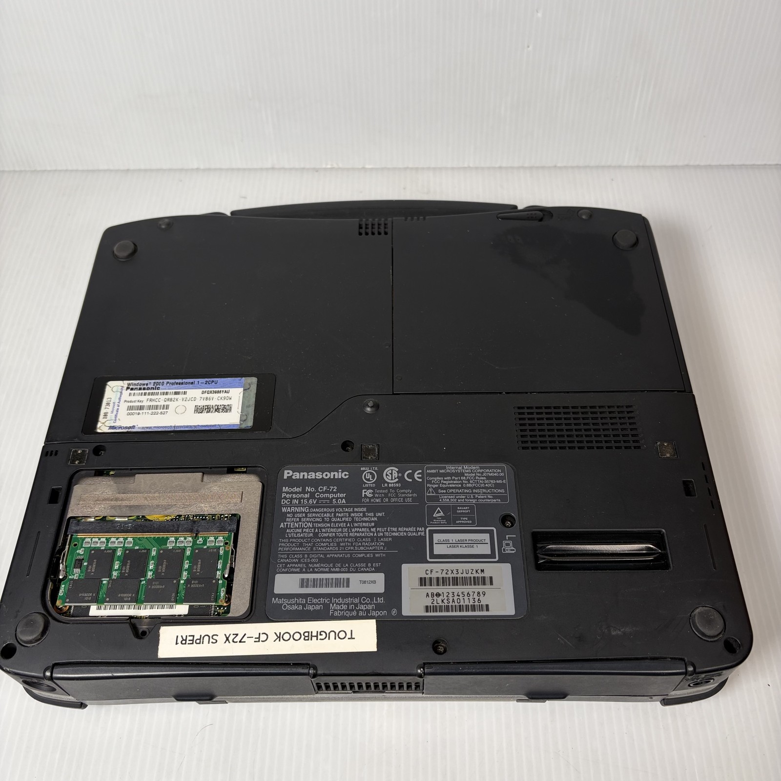 AS IS Panasonic Toughbook CF-72 Rugged Laptop Windows XP Pentium 4 DVD-RW