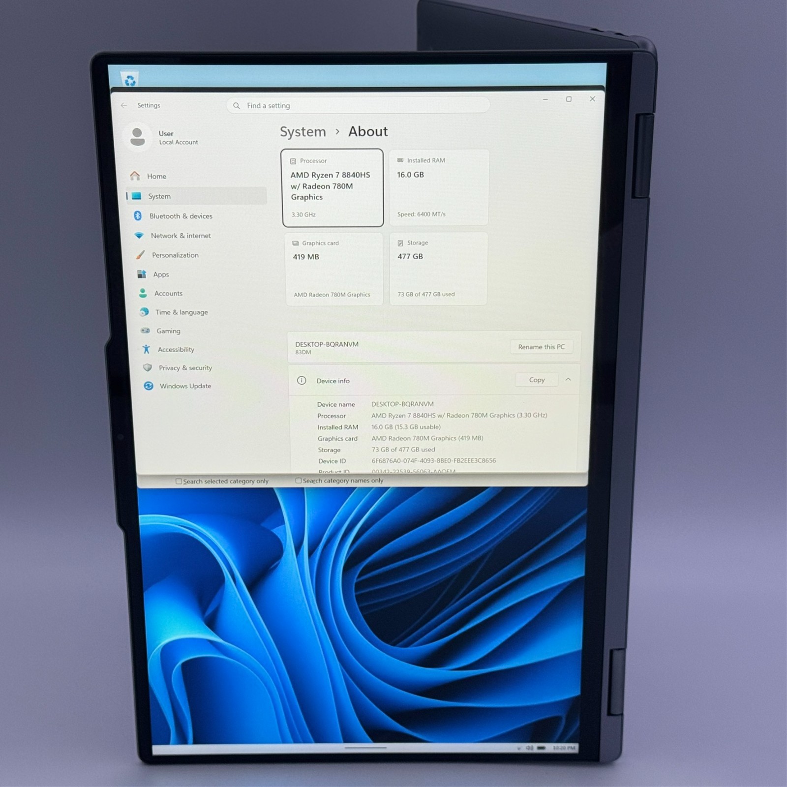Lenovo Yoga 7 2-in-1 16″ 2K Touchscreen Ryzen 7 8840HS 16GB 512GB SSD Gray