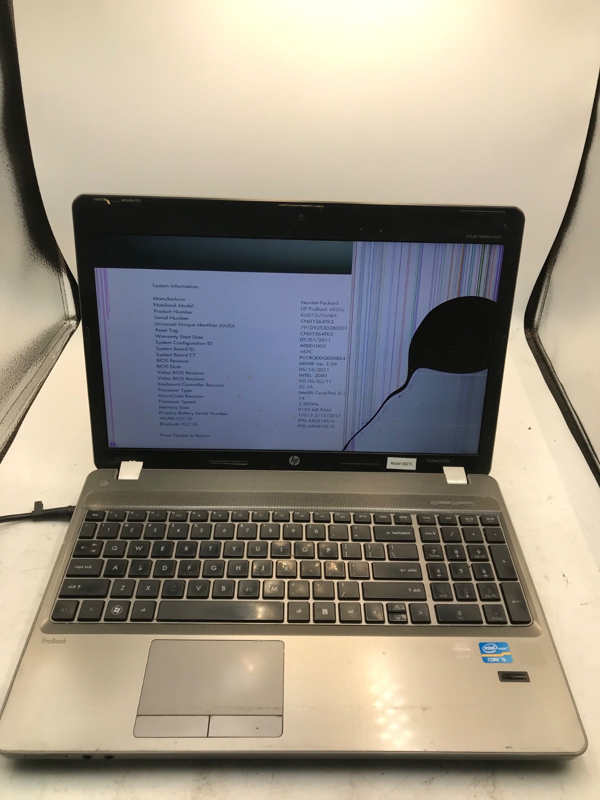 HP ProBook 4530S Intel Core i5-2540M 15″ Laptop 8GB RAM-BAD DISPLAY-MZ