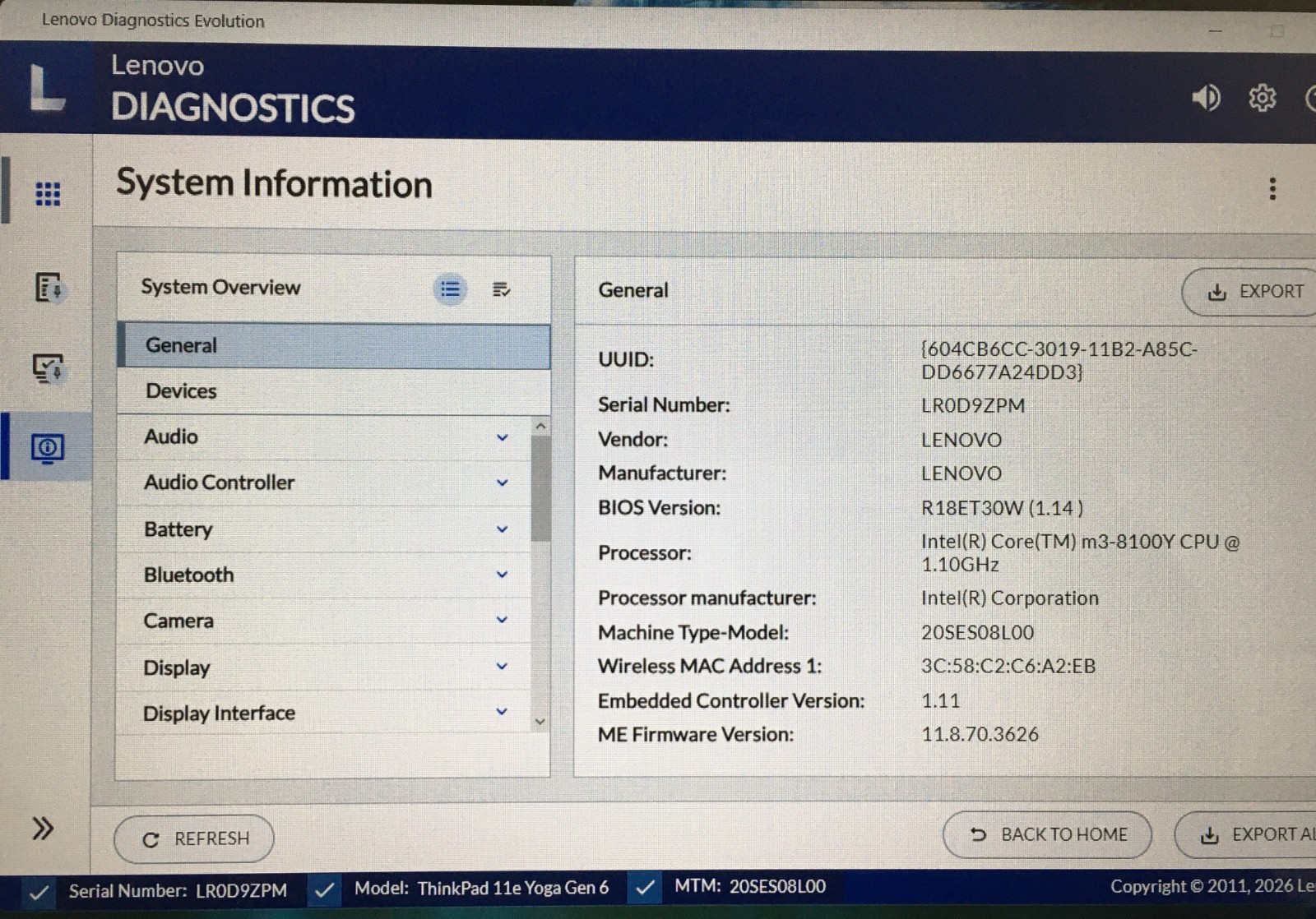 Lenovo ThinkPad 11e Yoga Gen 6 Touchscreen M3-8100Y 1.1GHz 8GB 256GB SSD Win 11