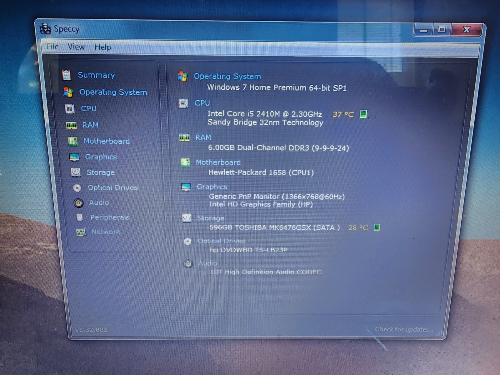 HP Pavilion dv6t-6100 Laptop Intel Core i5-2410M 6GB Ram 500gb HDD, no battery