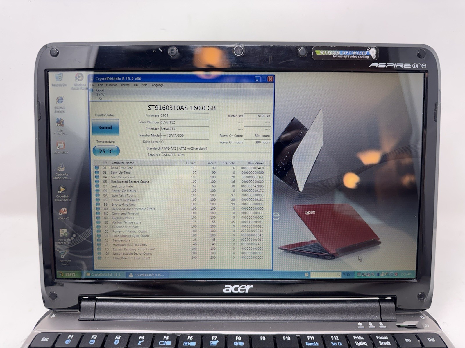 Acer Aspire One Laptop Netbook Computer Black Model ZA3 Windows XP + Charger