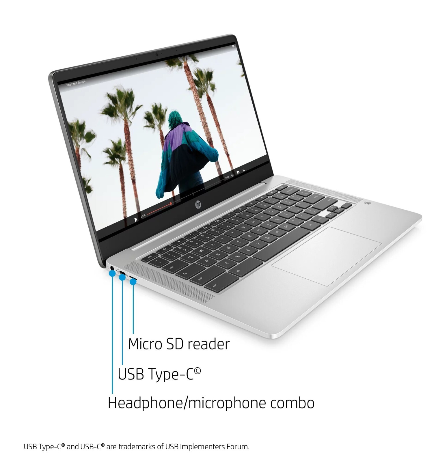 New HP 14a-na0031wm Chromebook 14″ HD Laptop Intel Pentium N5030 4GB RAM 64GB