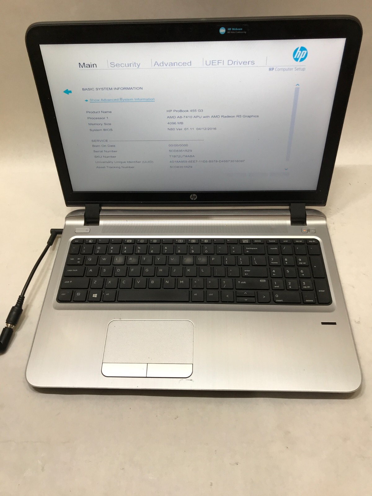 HP ProBook 455 G3 15″ AMD A8-7410 4GB RAM NO HDD/OS Missing Bottom Cover!!! – DW