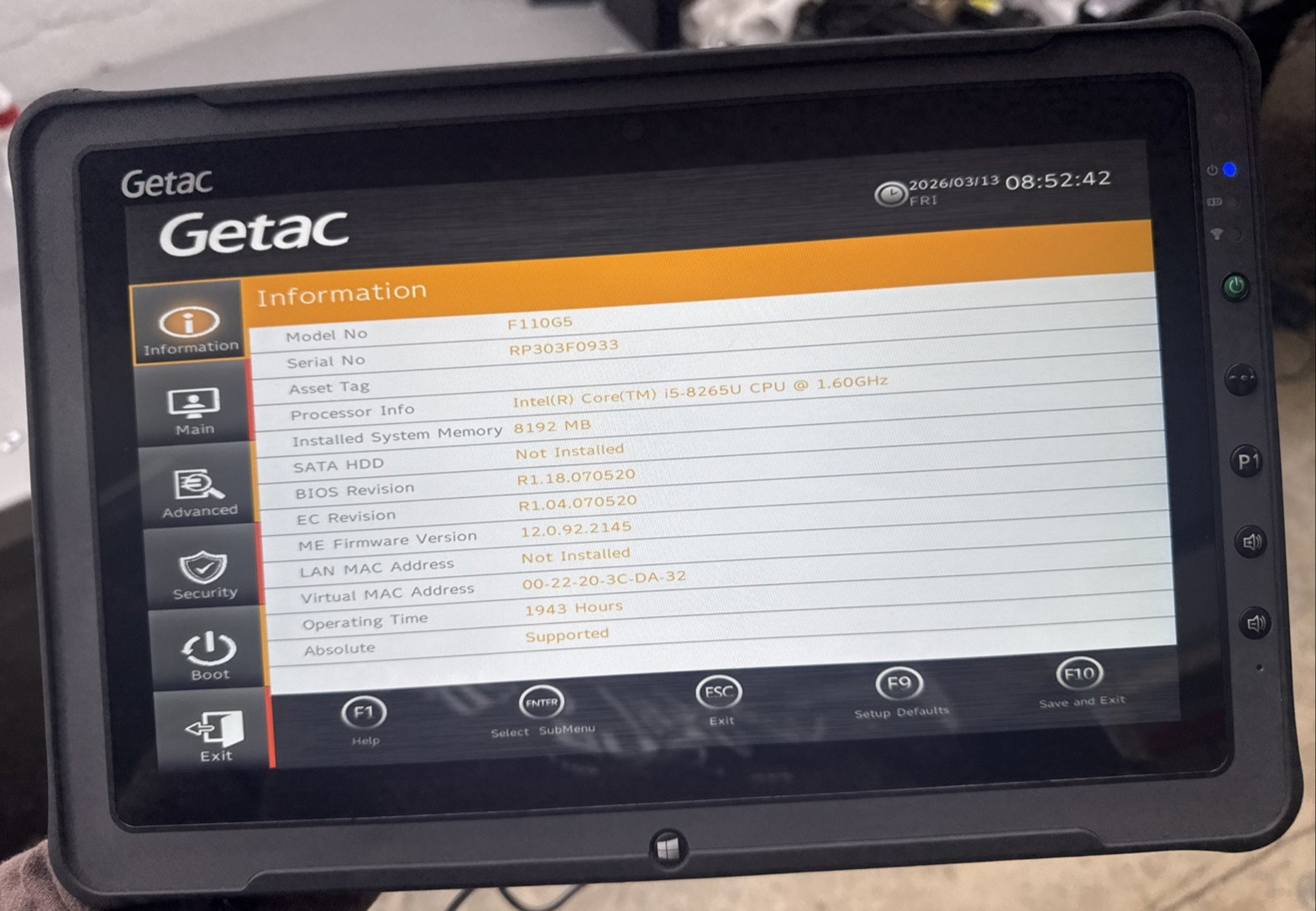 Lot of 5 Getac F110 G5 Rugged Tablet | Core i5-8265U | 8GB RAM | NO SSD | Touch