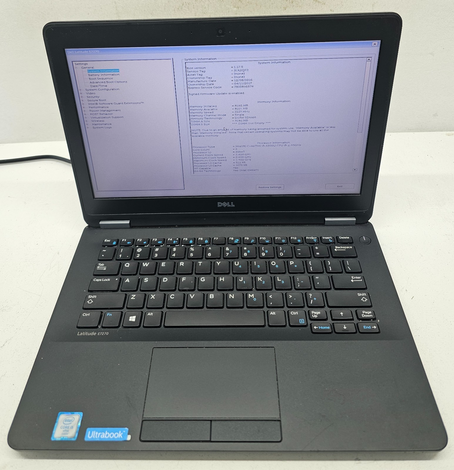 Dell Latitude E7270 12.5″ Laptop Intel Core i5-6300U 8GB RAM No HD/OS/BATT (FL)