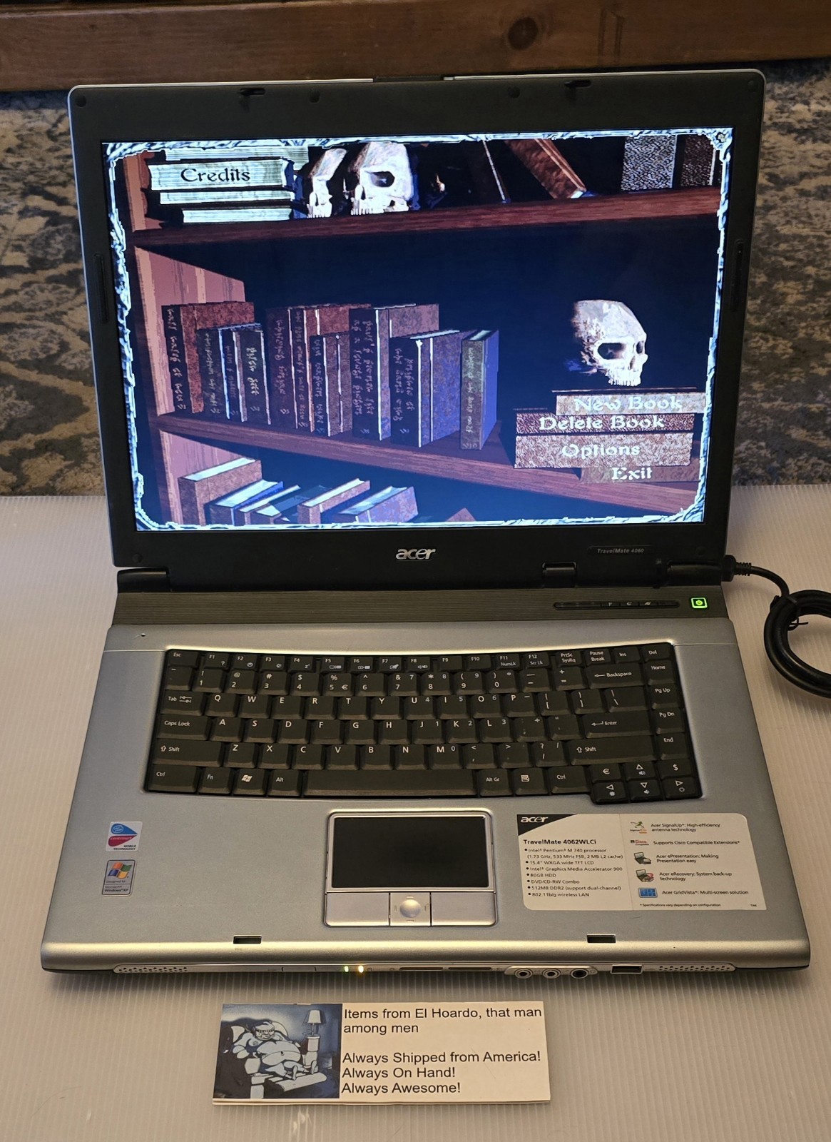 Acer Travelmate 4062 WLCi Laptop 1GB Ram 80GB HDD 1.73 Ghz Pentium M Win XP DVD
