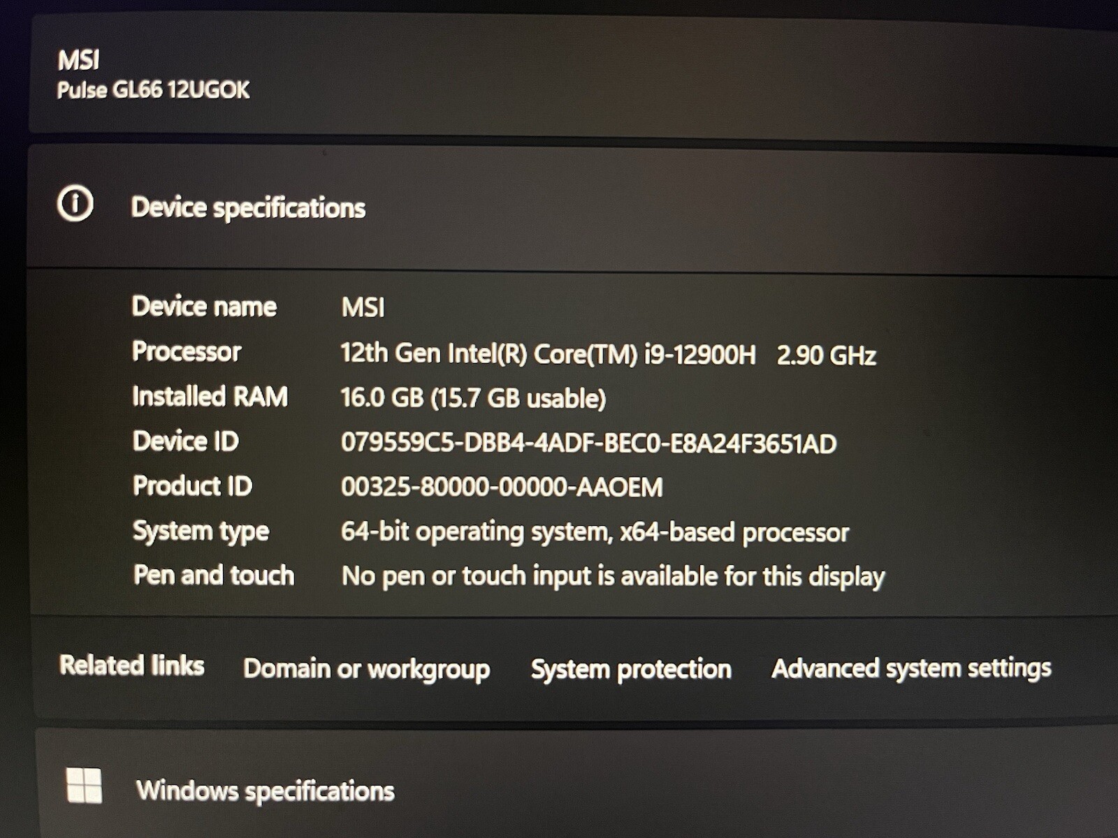 MSI PULSE GL66 (GAMING LAPTOP)