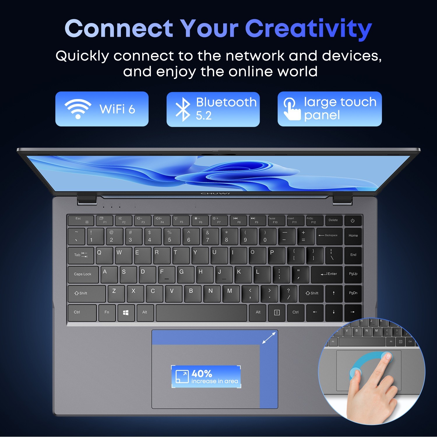 CHUWI GemiBook XPro 14.1″ Windows 11 Laptop, Intel N100, 8/16GB RAM, 256/512 SSD