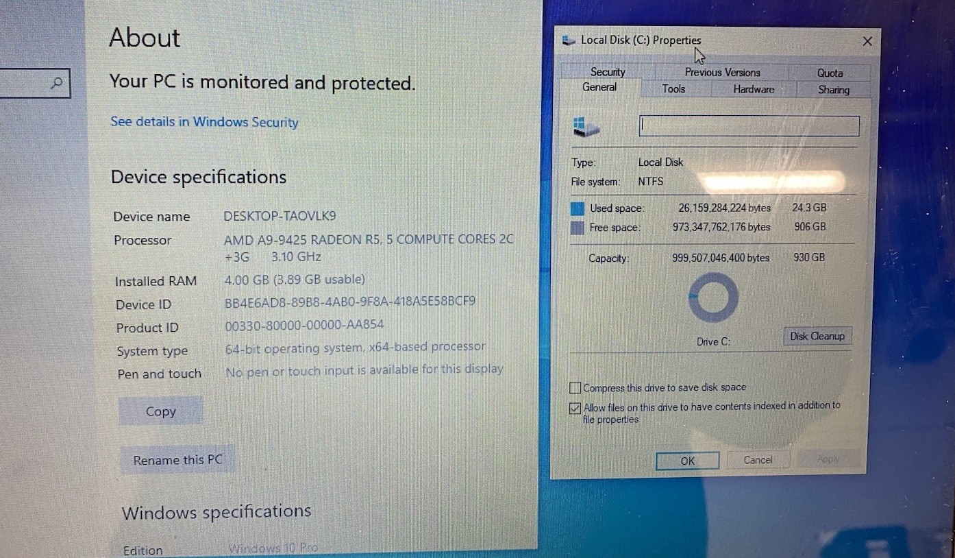 HP 15-db0031nr AMD A9 1TB HDD 4GB RAM WINDOWS 11 PRO