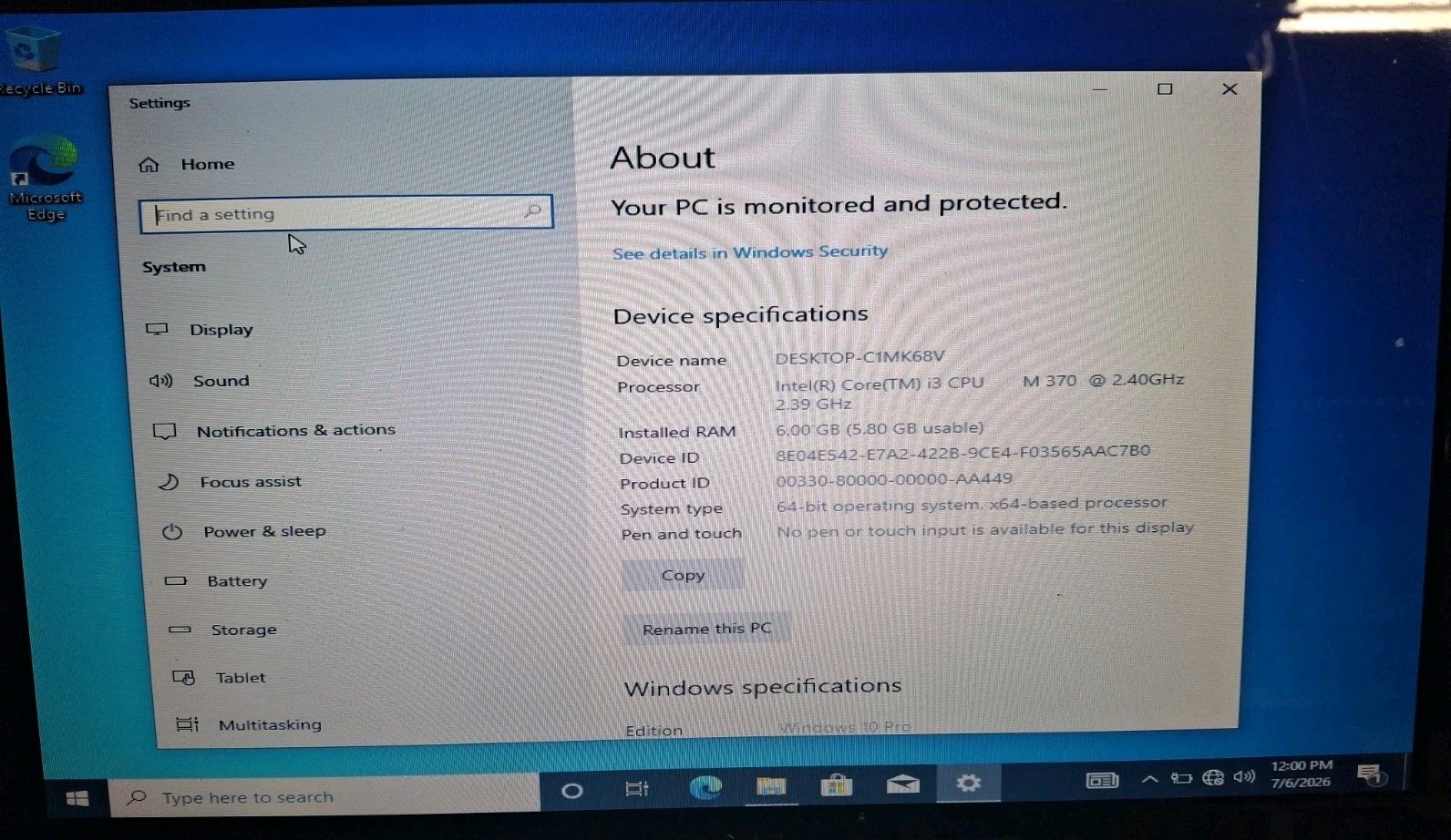 Dell Inspiron N5010 Laptop PC 15.6″ Intel i3 2.40GHz/6GB RAM/500GB HDD/Win 7 Pro