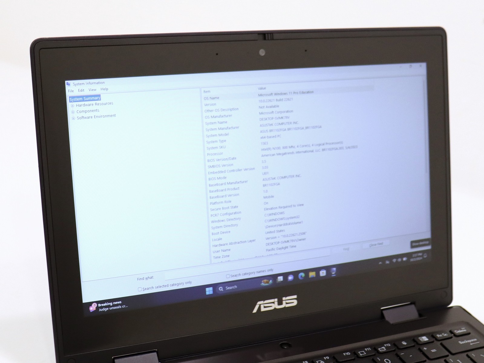 ASUS BR1102FGA Touch 11″ Intel N100 4GB RAM 128GB SSD Windows 11 Pro Education
