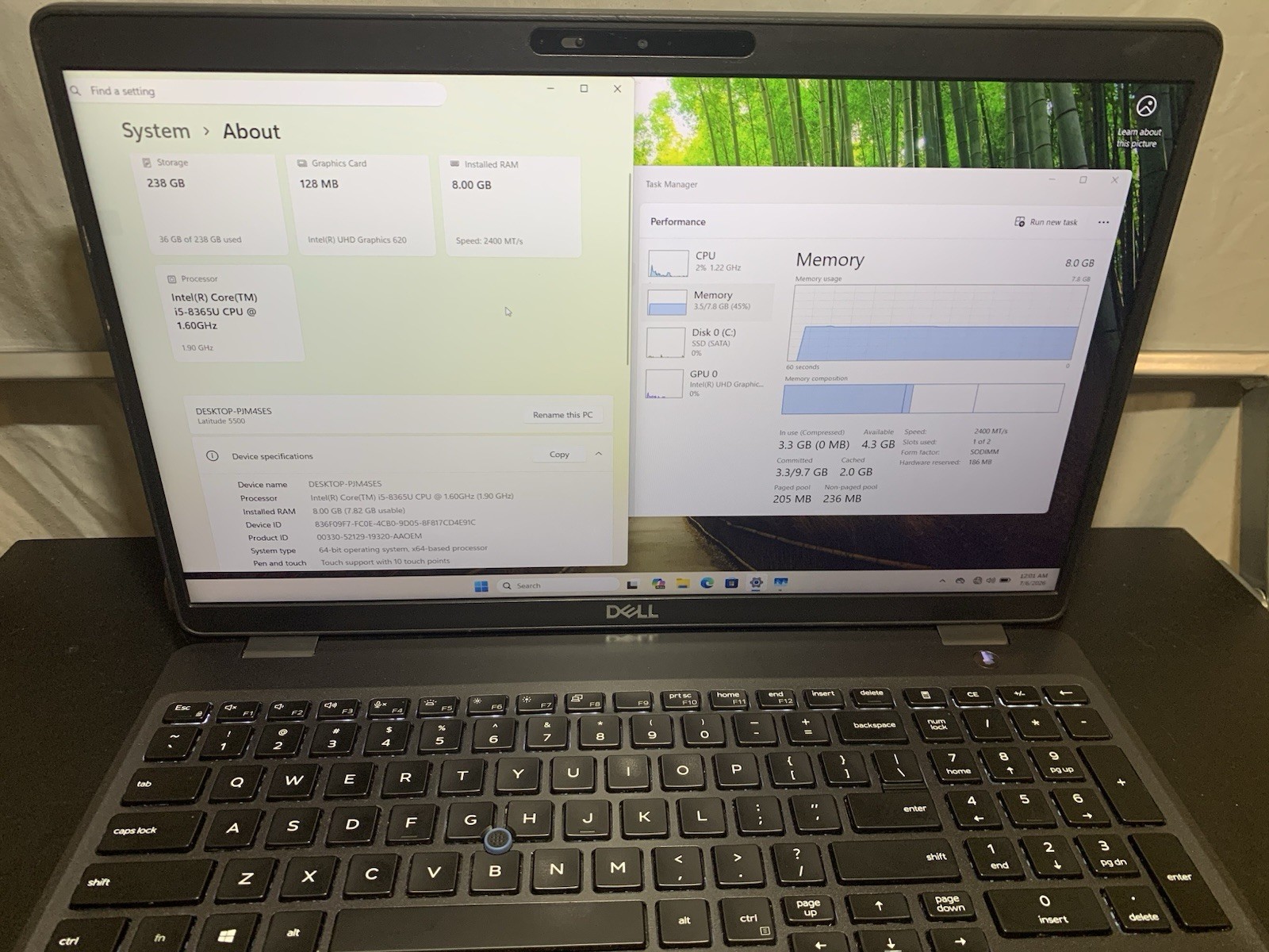 Dell Latitude 5500 i5-8365U 8GB 256GB SSD Win11 15.6in FHD Touch Black