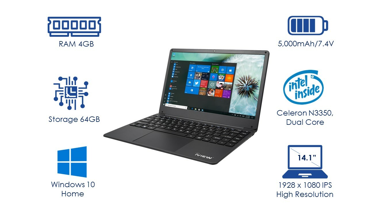 iView Combo 1430NB 14.1″ Ultra Slim Dual Core Laptop 4GB/64GB, Mouse & Memo Pad