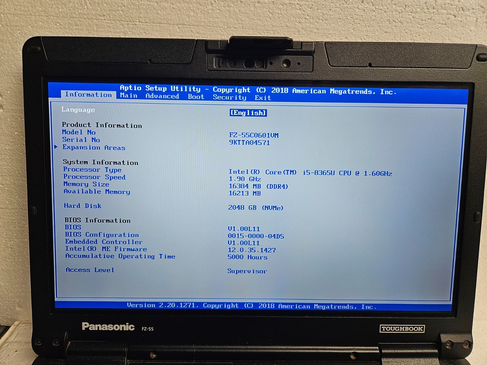 Panasonic FZ-55 Toughbook Laptop Intel Core i5-8365U 1.6GHz 16 GB RAM 2 TB SSD