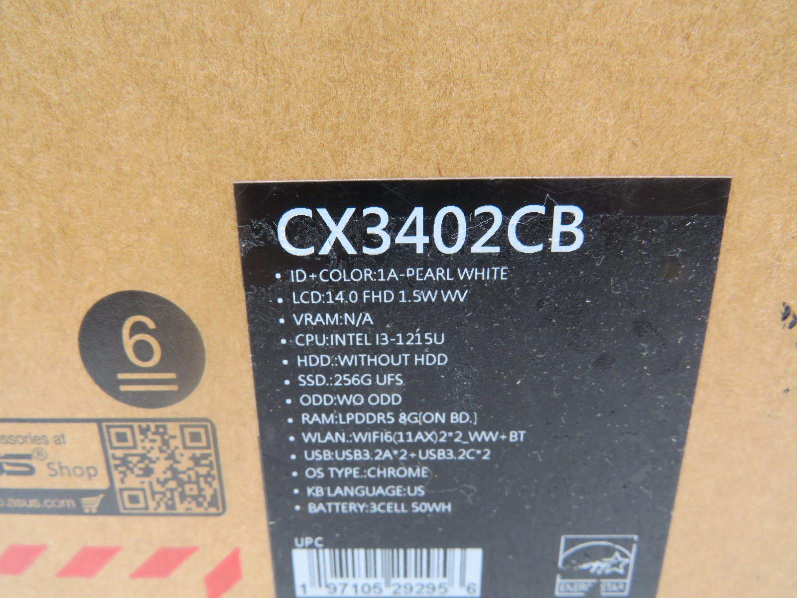 ASUS Chromebook Plus 14″ CX34 i3-1215U 8GB 128GB UFS FHD Pearl White NEW SEALED