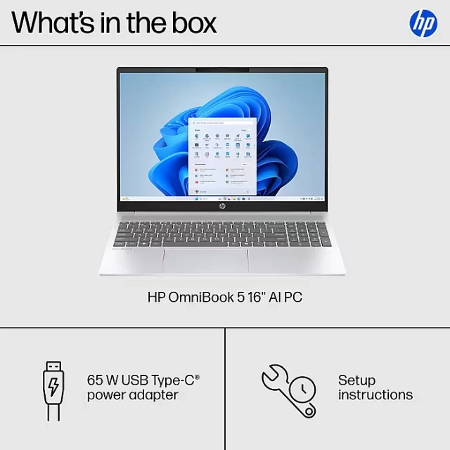 HP 16″ 2K Laptop, Intel Core Ultra 7 255U, 16GB RAM, 1TB SSD, Backlit, 19 Hours