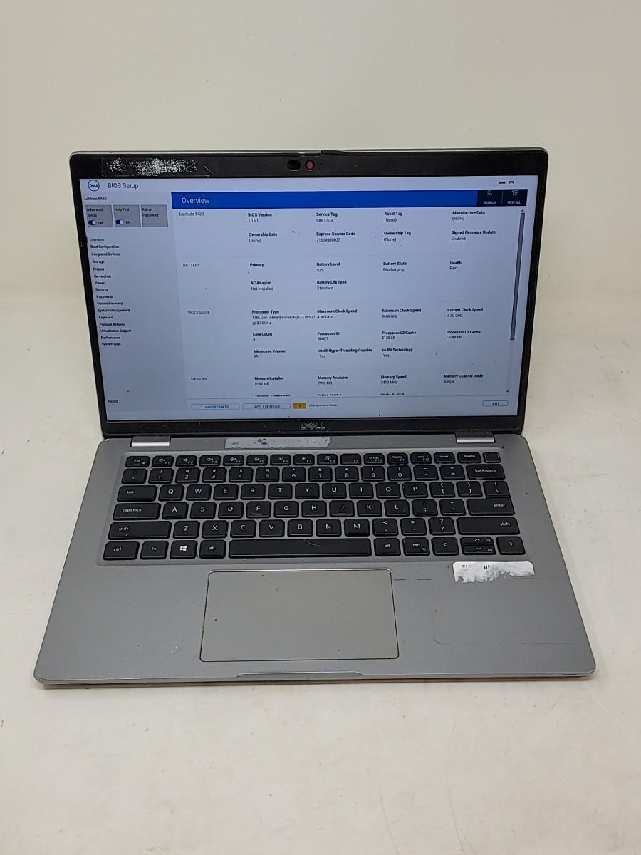 DELL LATITUDE 5420 Laptop Intel Core 11TH GEN I7-1185G7 8GB 512GB SEE NOTES
