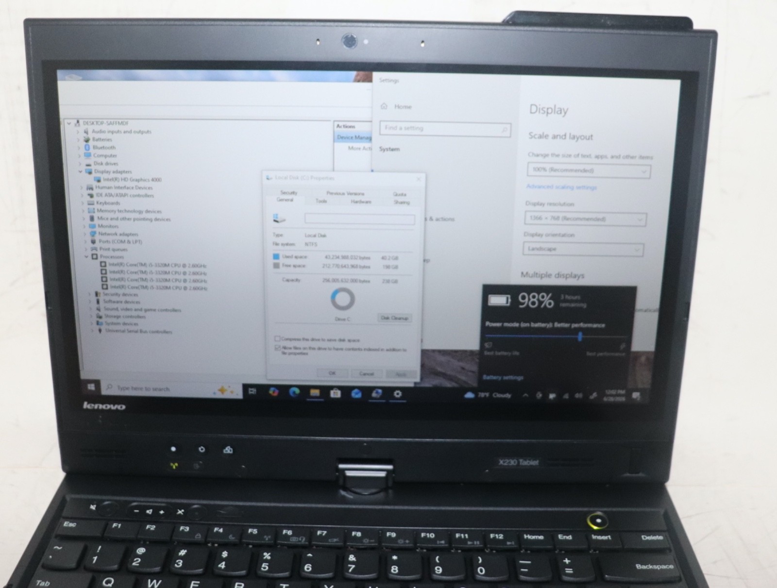 Lenovo ThinkPad X230T|Core i5@2.60 GHz|8GB RAM|256GB SSD|WIN 10 PROF|WiFi