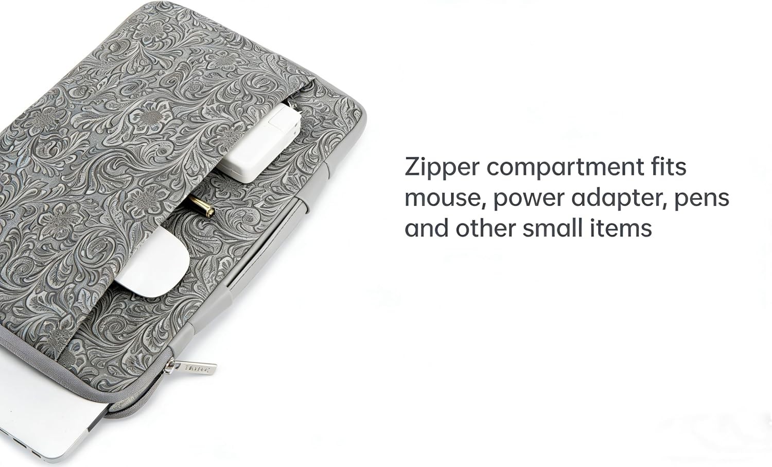 Embossed PU Leather 360° Heavy Duty Protective Laptop Sleeve for 16 inch-16.2 in