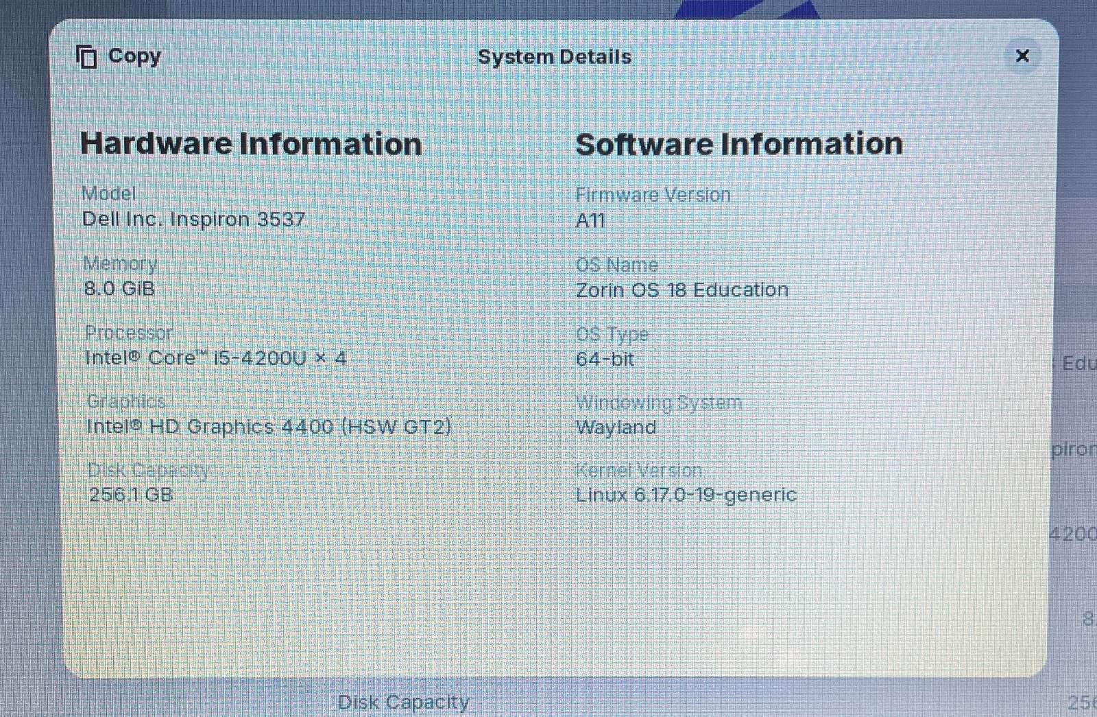DELL INSPIRON 15-3537 Laptop 15″ i5 256gb+1tb Linux Zorin 18-extras-11