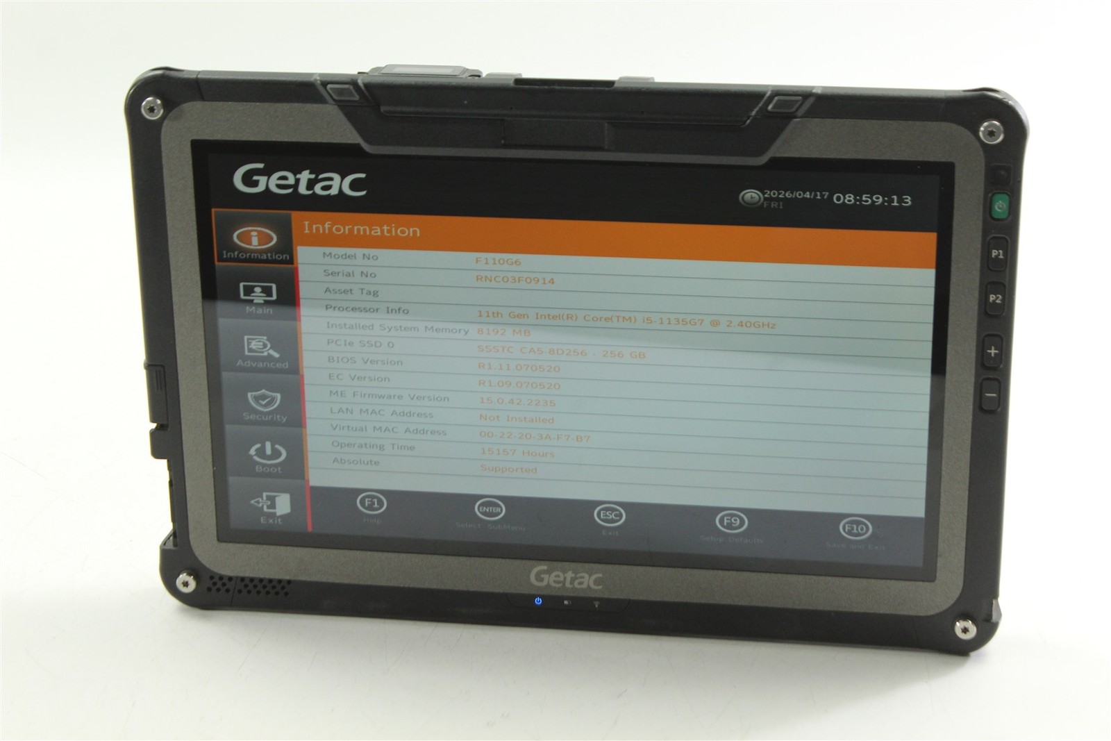 Getac F110 G6 Rugged Tablet 11.6″ i5-1135G7 2.4GHz 256GB SSD 8GB RAM NO OS