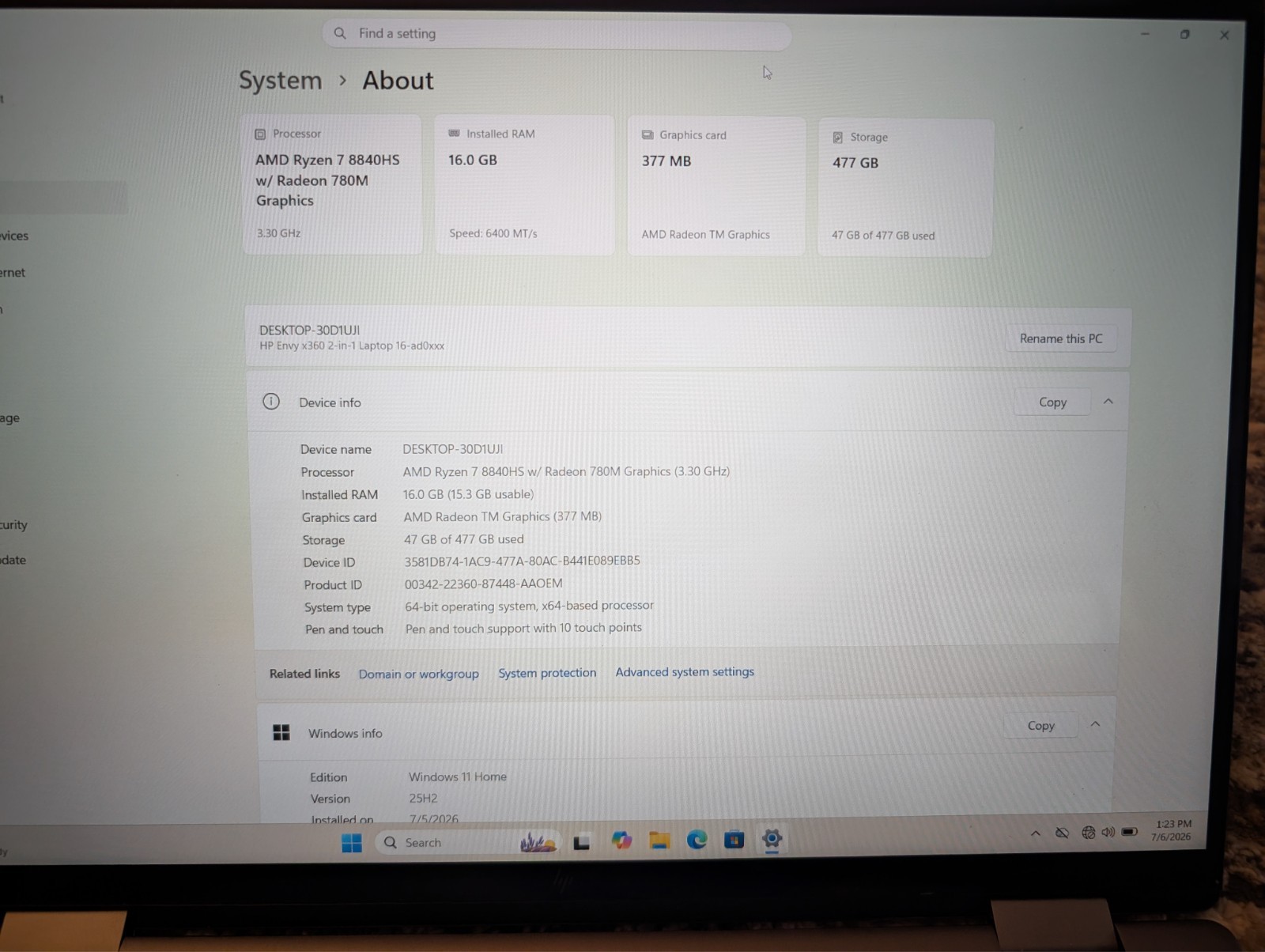 HP Envy | Ryzen 7 8840HS w/ 780M | 512GB NVMe SSD | Touchscreen | 16GB DDR5 RAM