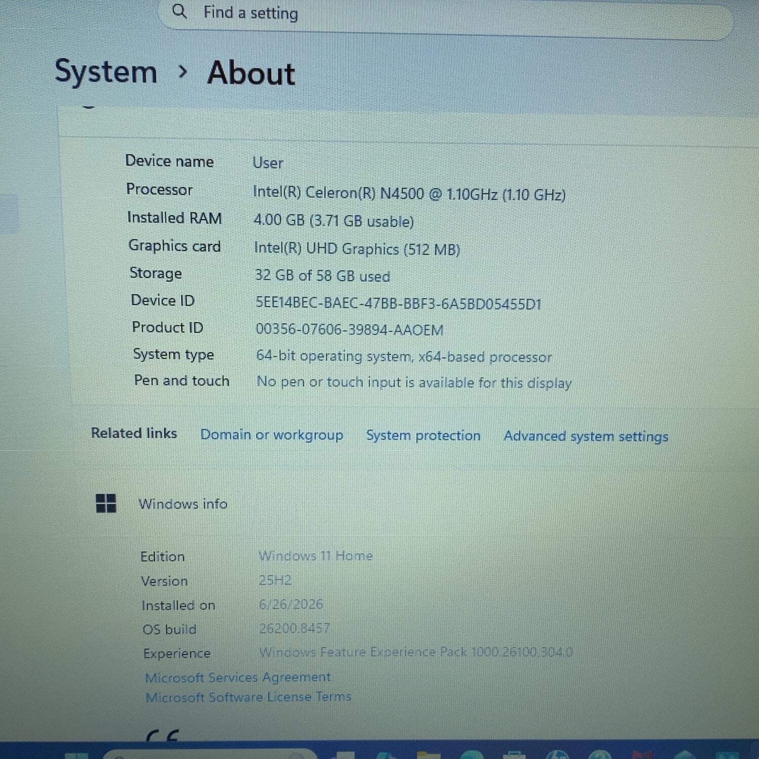 HP Laptop 14-DQ3000DX 14″ Celeron N4500 1.1GHz 4GB RAM 64GB