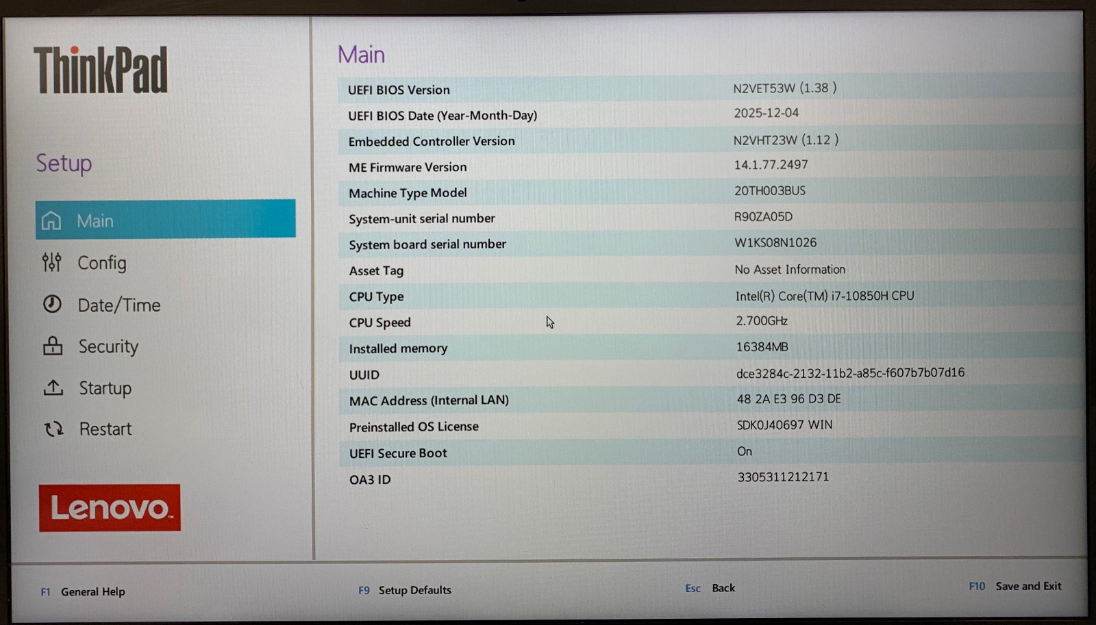 Lenovo ThinkPad P1 Gen 3 15.6″ Laptop i7-10850H 16GB RAM 512GB NVMe