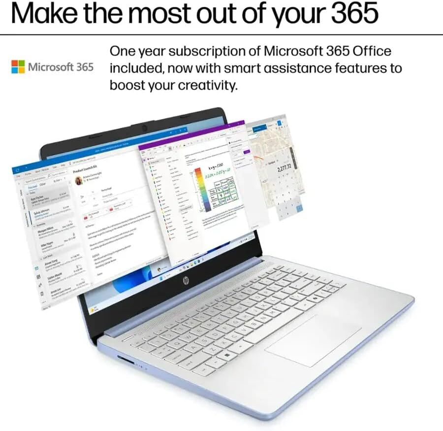 HP 14 Laptop office365 Copilot AI 4-Cores Intel N150 3.6GHz 16GB RAM 256GB Win11