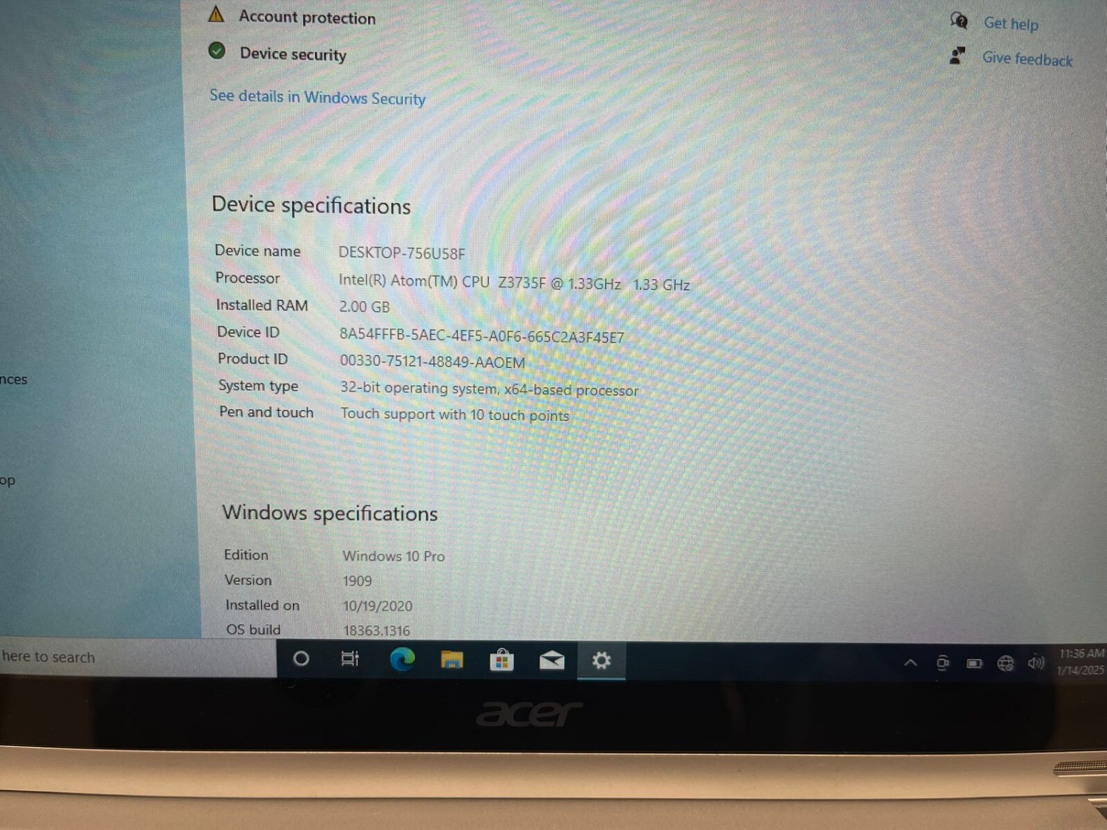 Acer Aspire SW5-012 2-in-1 Multi-Touch Laptop tablet 1.33 GHz 2GB Ram 60GB SSD