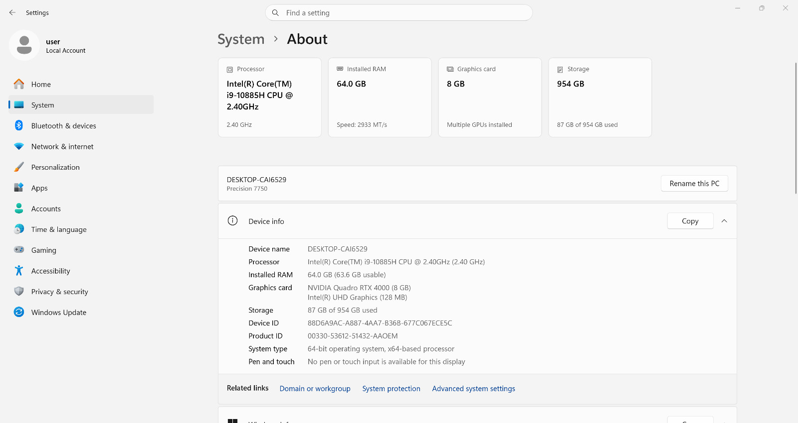 Dell Precision 7750 17″ NVIDIA RTX 4000 8GB 2.4GHz Intel Core i9-10885 64GB 1TB
