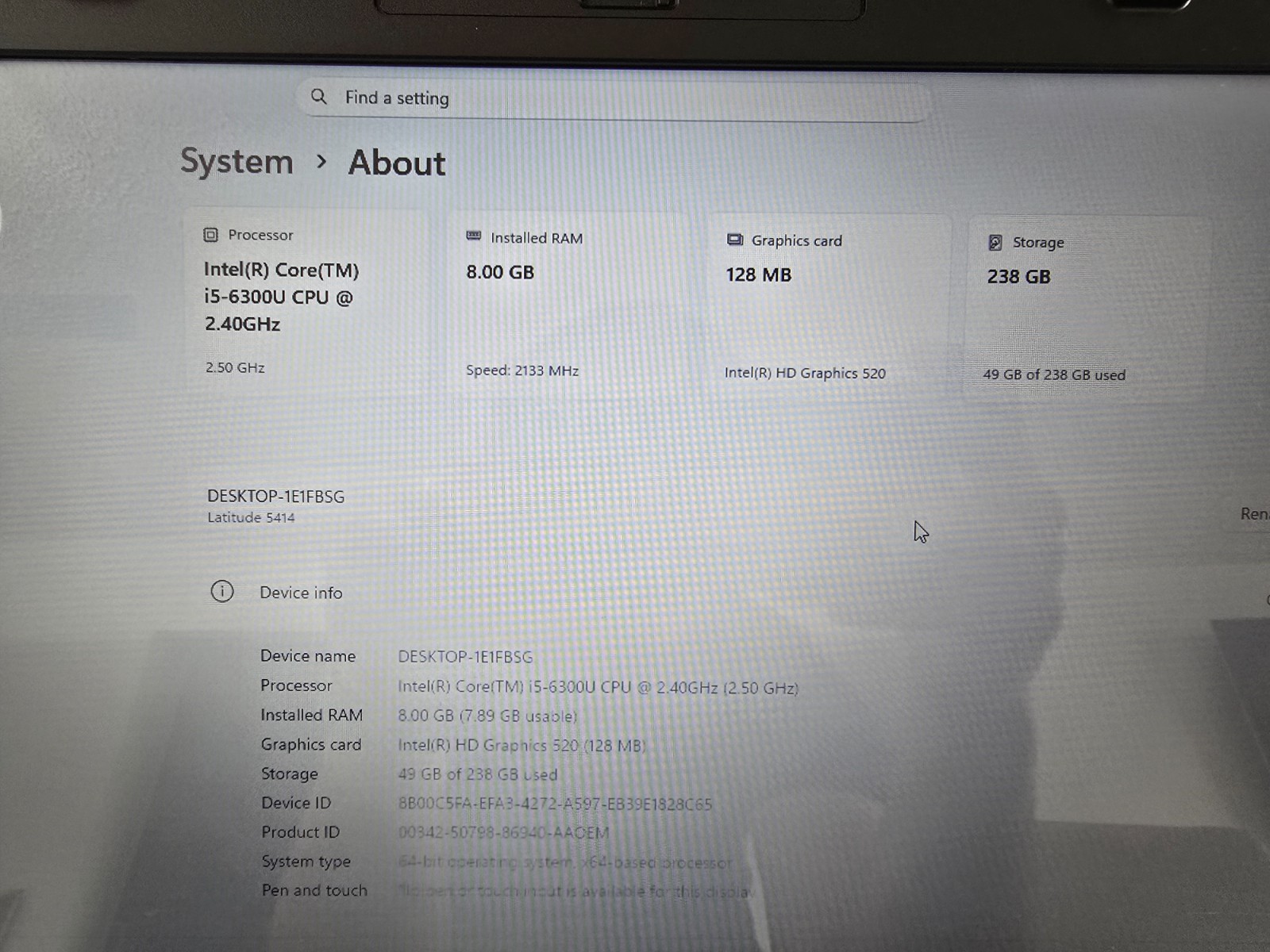 Dell Latitude 5414 Rugged 14″ i5-6300U 2.4GHz 8GB 256GB SSD Win 11 Pro