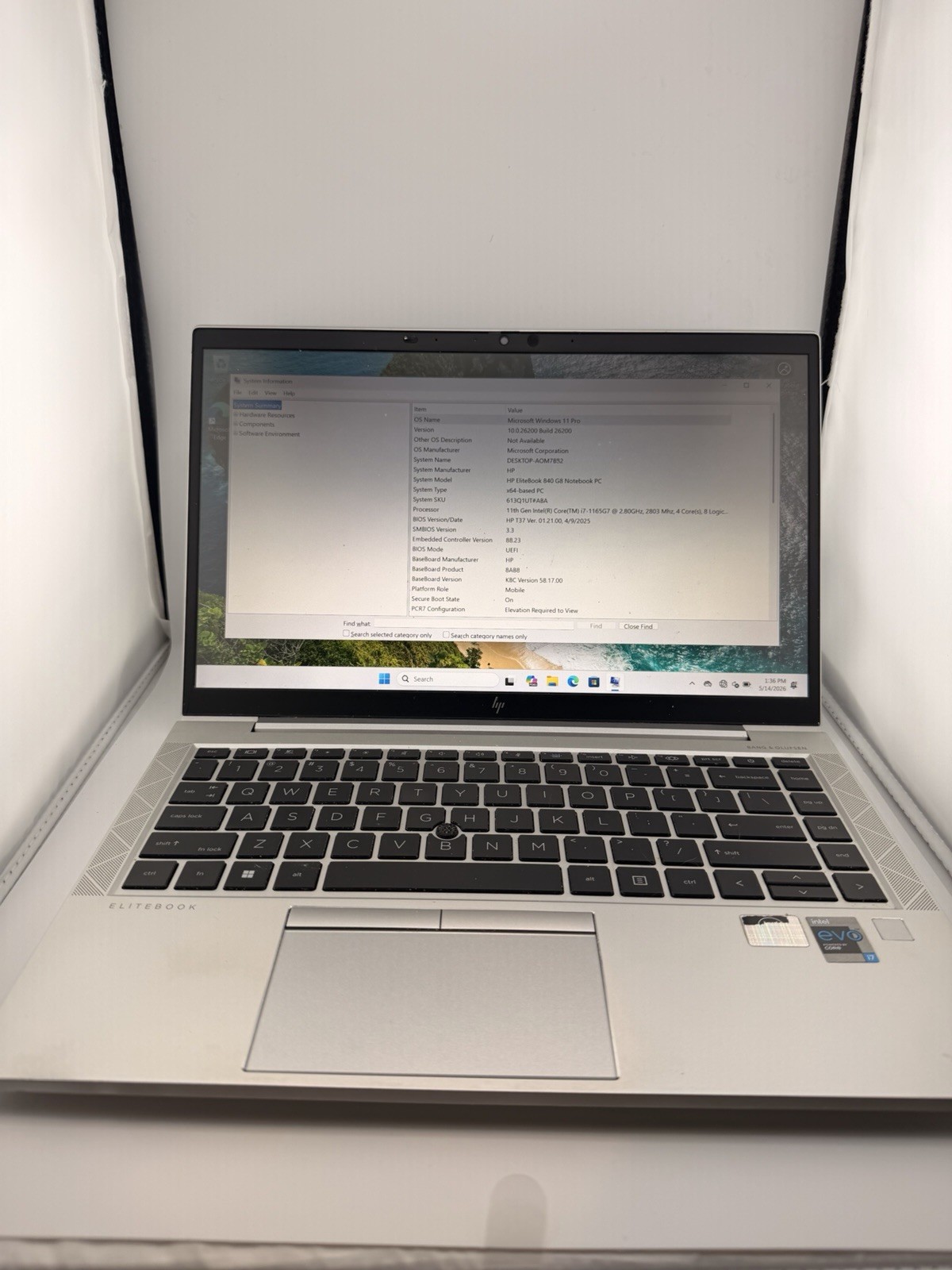 HP EliteBook 840 G8 14″ 17-1165G7 16GB 512GB SSD Win11 Pro Backlit