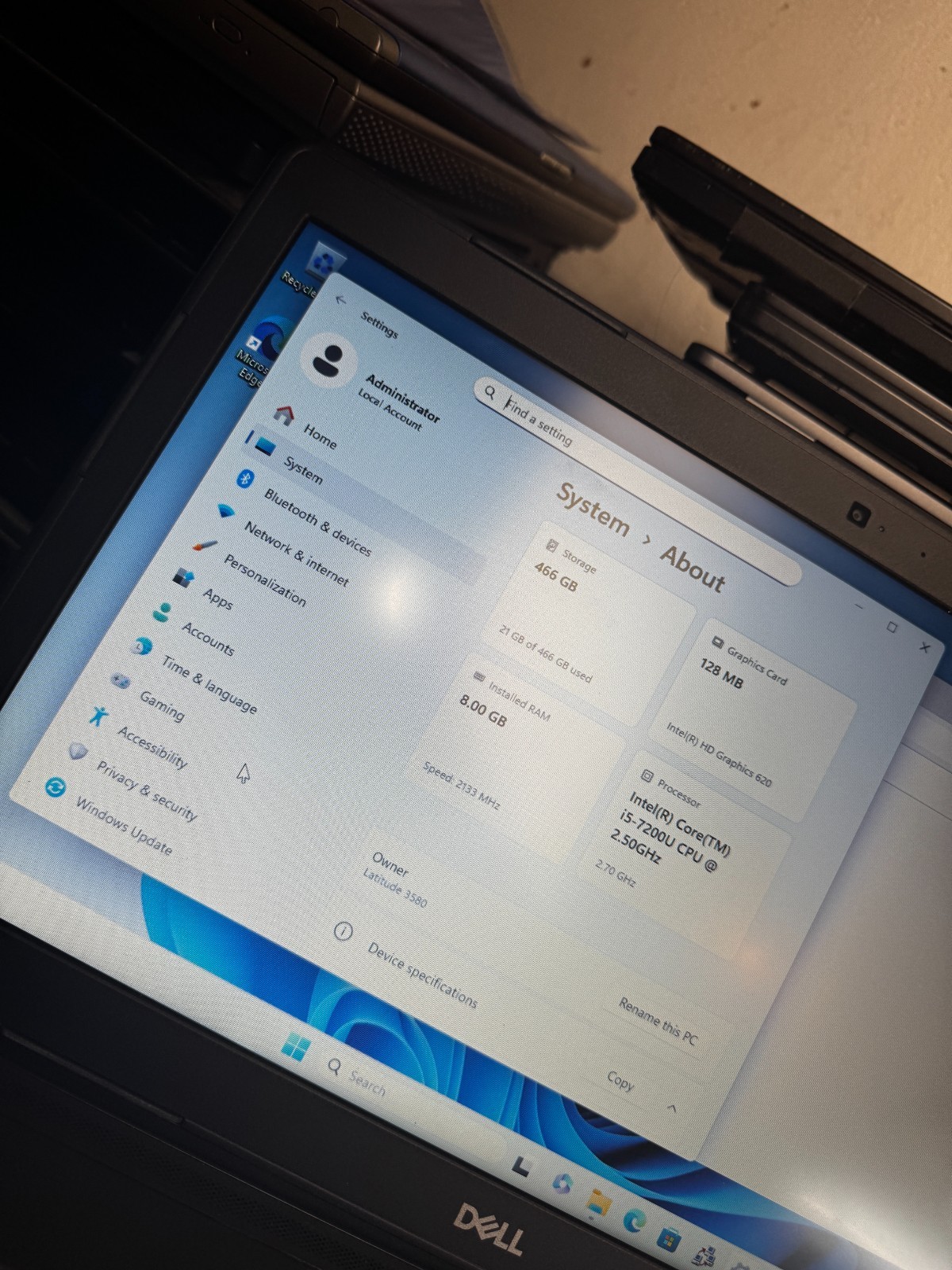 Dell Latitude 3580 Core I5-7200U 500GB SSD 8GB RAM WIFI/BT Laptop #3413